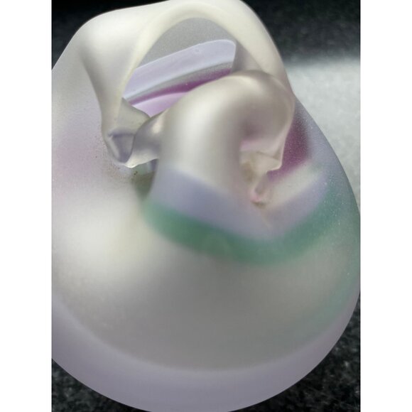 Vtg 1970's Purple Green Iridescent Bulbous Vase Abstract Design Studio Art Glass - Picture 6 of 9